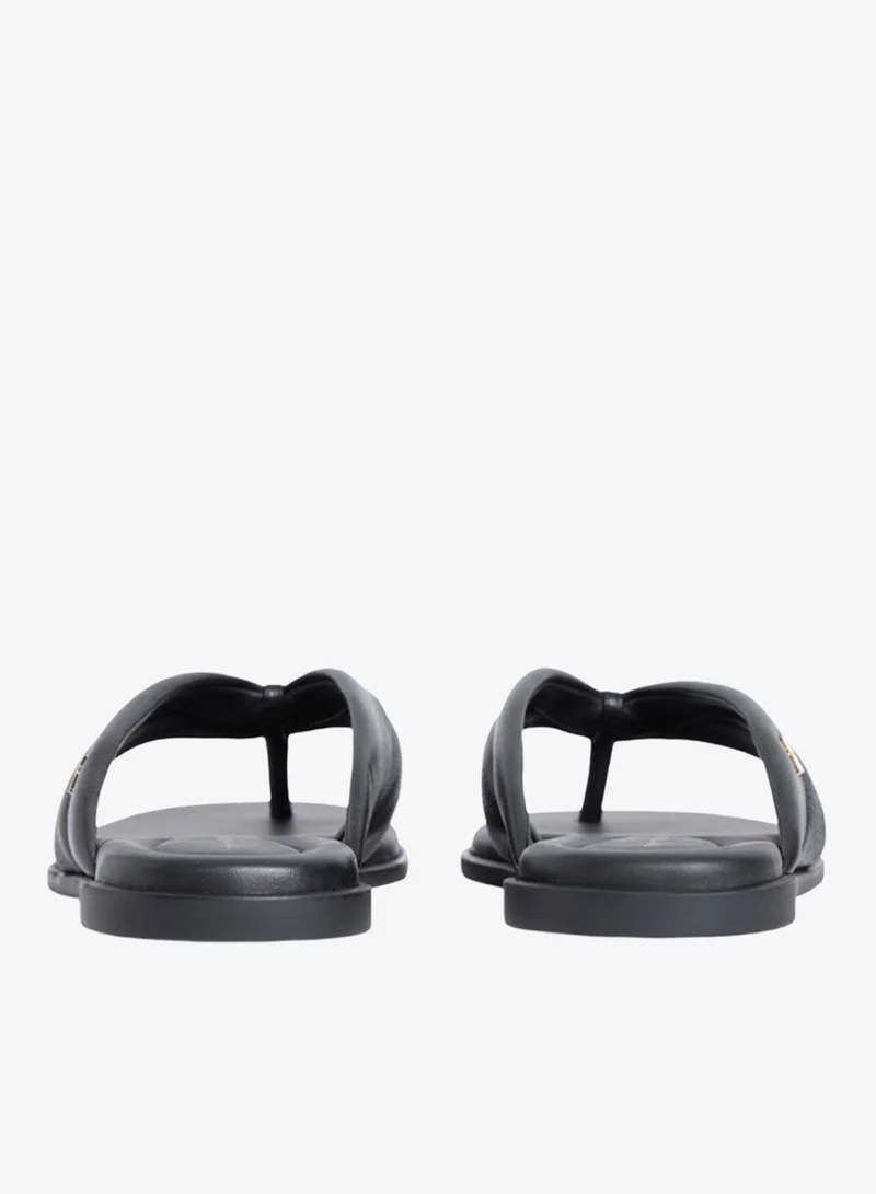 Tommy Hilfiger Black Leather Toe Post Flip Flops for Women | Best Price UAE
